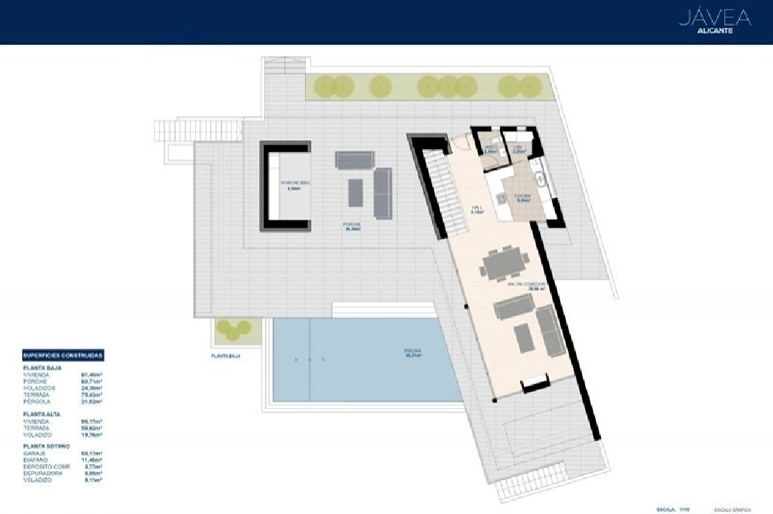villa en Javea(Tosalet 5) en venta, superficie 372 m², ano de construccion 2015, aire acondicionado, parcela 1000 m², 3 dormitorios, 2 banos, piscina, ref.: BI-JA.H-100-7