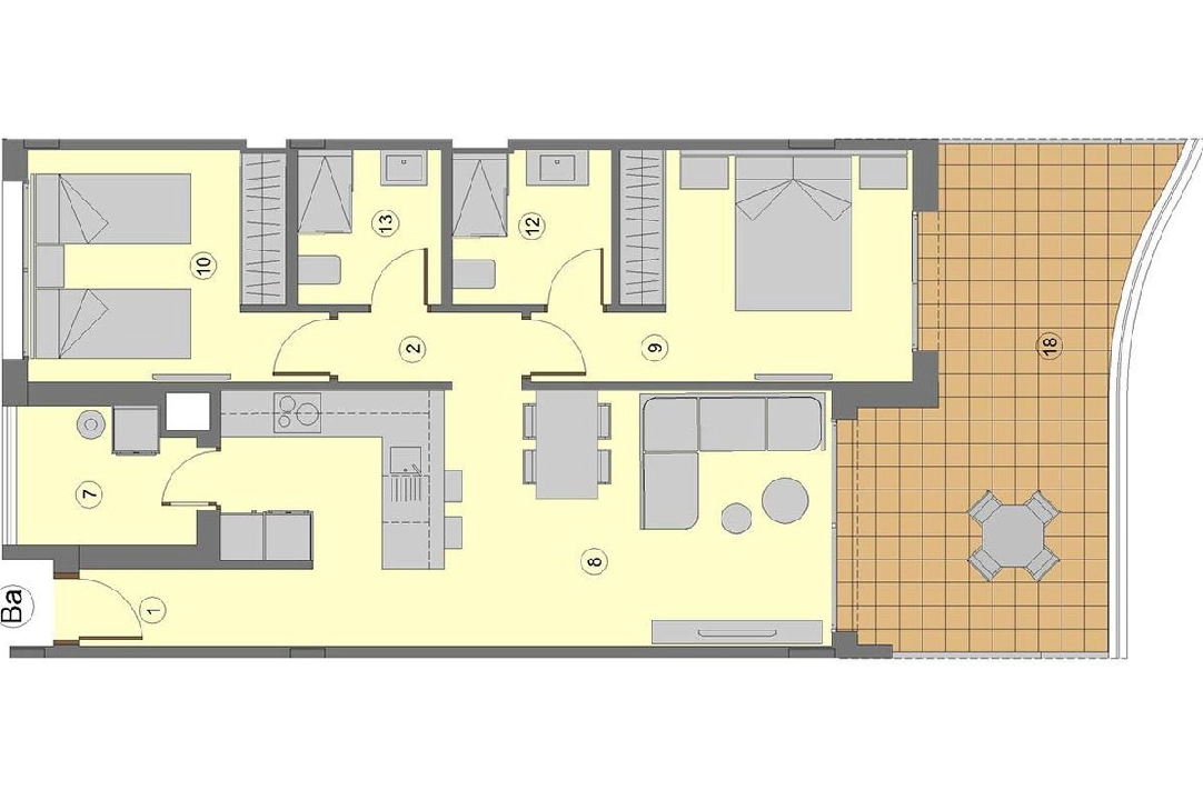 apartamento en la planta superior en Sa Coma en venta, superficie 97 m², estado first owner, + fussboden, aire acondicionado, 2 dormitorios, 2 banos, piscina, ref.: HA-MLN-161-A01-7