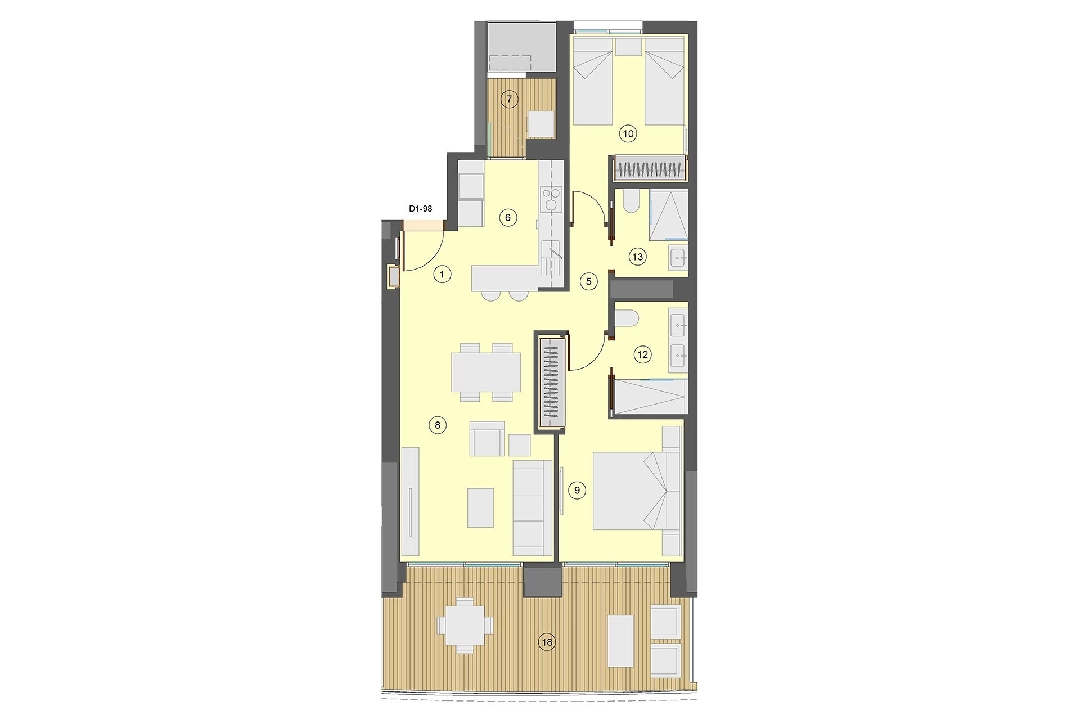 apartamento en la planta superior en Benidorm en venta, superficie 101 m², estado first owner, aire acondicionado, 2 dormitorios, 2 banos, piscina, ref.: HA-BEN-113-A02-17