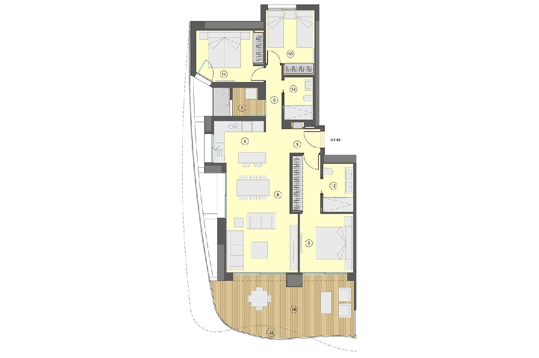 apartamento en la planta superior en Benidorm en venta, superficie 130 m², estado first owner, aire acondicionado, 3 dormitorios, 2 banos, piscina, ref.: HA-BEN-113-A03-20