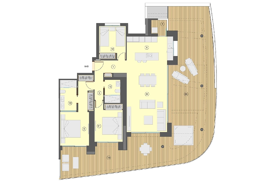 apartamento en la planta superior en Benidorm en venta, superficie 130 m², estado first owner, aire acondicionado, 3 dormitorios, 2 banos, piscina, ref.: HA-BEN-113-A03-24