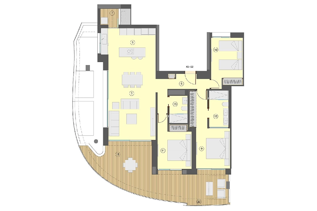 apartamento en la planta superior en Benidorm en venta, superficie 130 m², estado first owner, aire acondicionado, 3 dormitorios, 2 banos, piscina, ref.: HA-BEN-113-A03-28