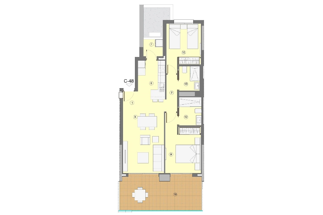 apartamento en la planta superior en Benidorm en venta, superficie 94 m², estado first owner, aire acondicionado, 2 dormitorios, 2 banos, piscina, ref.: HA-BEN-112-A02-10