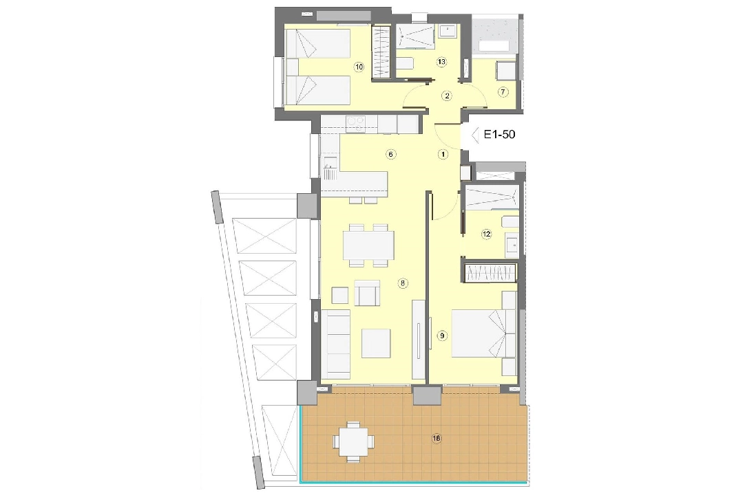 apartamento en la planta superior en Benidorm en venta, superficie 94 m², estado first owner, aire acondicionado, 2 dormitorios, 2 banos, piscina, ref.: HA-BEN-112-A02-11