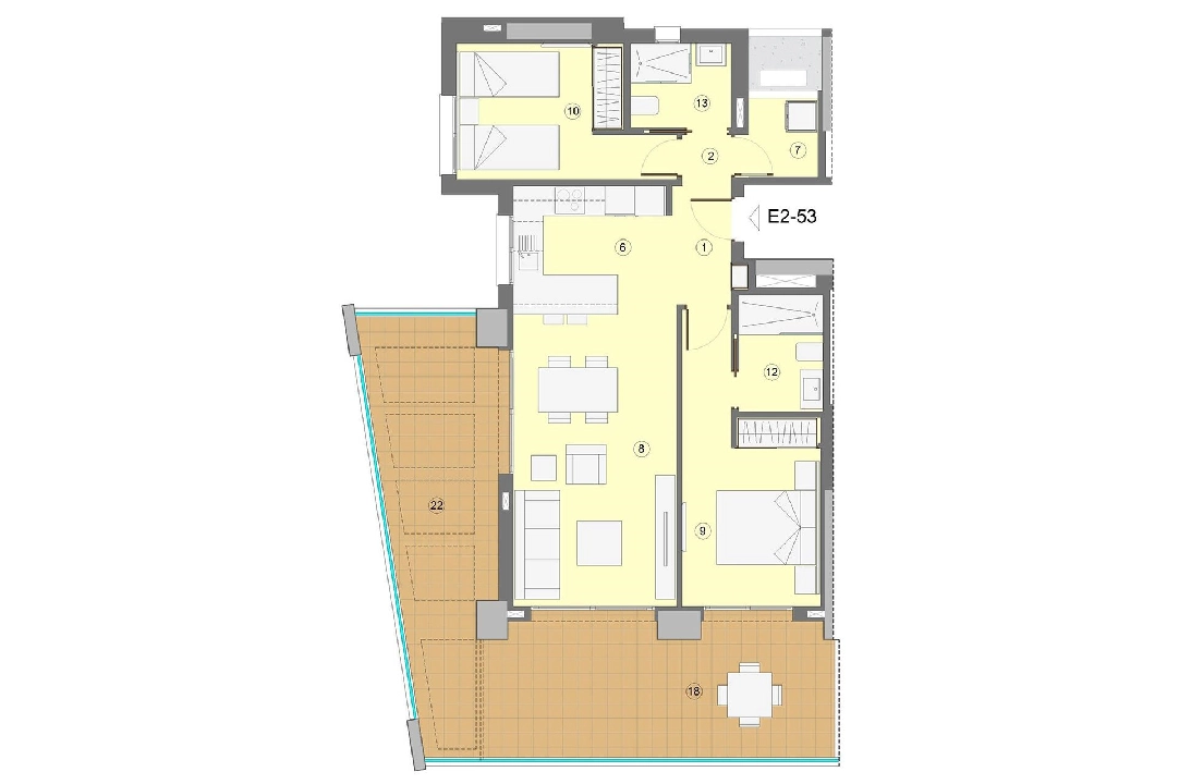 apartamento en la planta superior en Benidorm en venta, superficie 94 m², estado first owner, aire acondicionado, 2 dormitorios, 2 banos, piscina, ref.: HA-BEN-112-A02-12