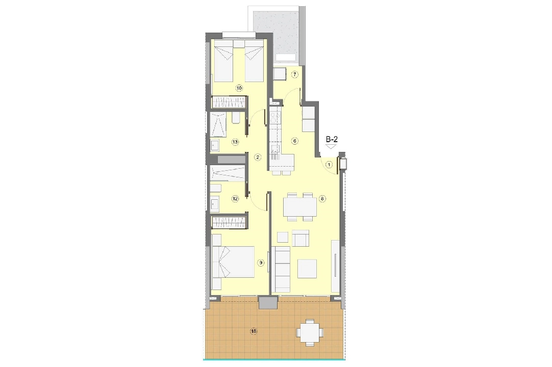 apartamento en la planta superior en Benidorm en venta, superficie 94 m², estado first owner, aire acondicionado, 2 dormitorios, 2 banos, piscina, ref.: HA-BEN-112-A02-9