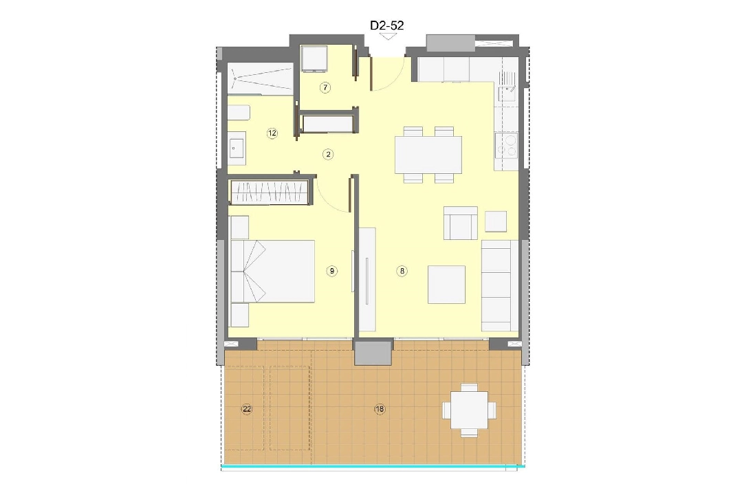apartamento en la planta superior en Benidorm en venta, superficie 69 m², estado first owner, aire acondicionado, 1 dormitorios, 1 banos, piscina, ref.: HA-BEN-112-A01-10