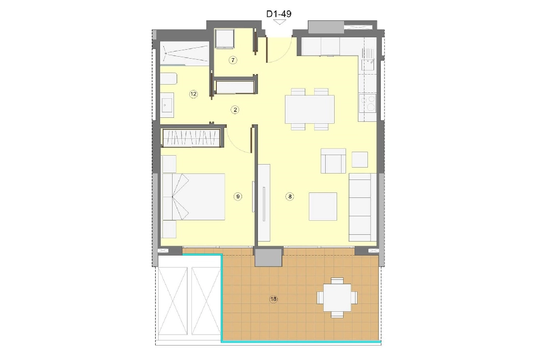 apartamento en la planta superior en Benidorm en venta, superficie 69 m², estado first owner, aire acondicionado, 1 dormitorios, 1 banos, piscina, ref.: HA-BEN-112-A01-9