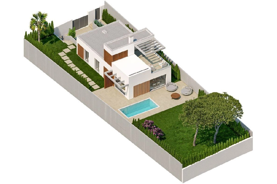 villa en Finestrat(Finestrat) en venta, superficie 151 m², aire acondicionado, parcela 409 m², 3 dormitorios, 2 banos, piscina, ref.: AM-1107DA-3700-11